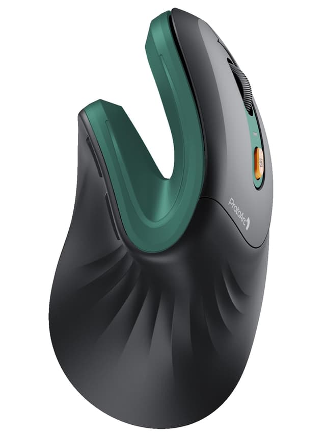 ProtoArc EM11 NL Ergonomische Vertikale Maus, Kabellos Aufladbar Mouse mit 3 Gerät (Bluetooth+Bluetooth+USB), Vertikal Funkmaus für Computer, iPad, Mac, Windows - Schwarz Grün Green