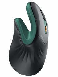 ProtoArc EM11 NL Ergonomische Vertikale Maus, Kabellos Aufladbar Mouse mit 3 Gerät (Bluetooth+Bluetooth+USB), Vertikal Funkmaus für Computer, iPad, Mac, Windows - Schwarz Grün Green