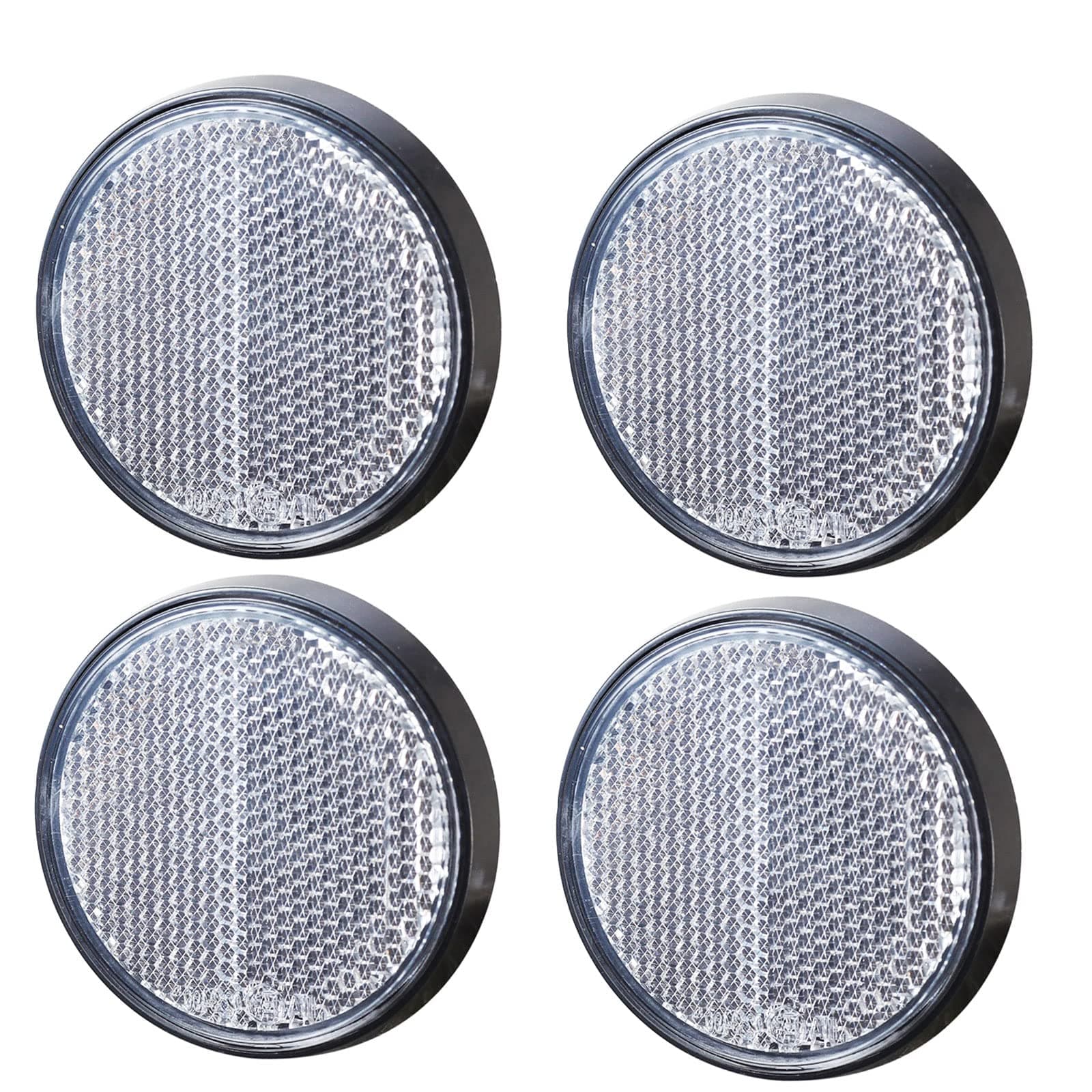 AGRISHOP 4Stück Reflektor Rückstrahler Runden Φ6mm Weiß Vorderseite Anhänger Katzenauge Seitenstrahler Reflektor Selbstklebend für LKW PKW Trailer Wohnwagen mit E-Prüfzeichen（Weiß-4Stück）