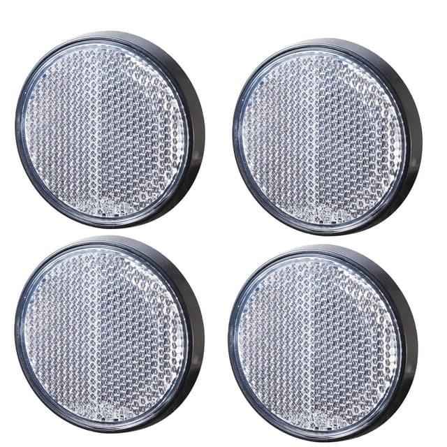 AGRISHOP 4Stück Reflektor Rückstrahler Runden Φ6mm Weiß Vorderseite Anhänger Katzenauge Seitenstrahler Reflektor Selbstklebend für LKW PKW Trailer Wohnwagen mit E-Prüfzeichen（Weiß-4Stück）