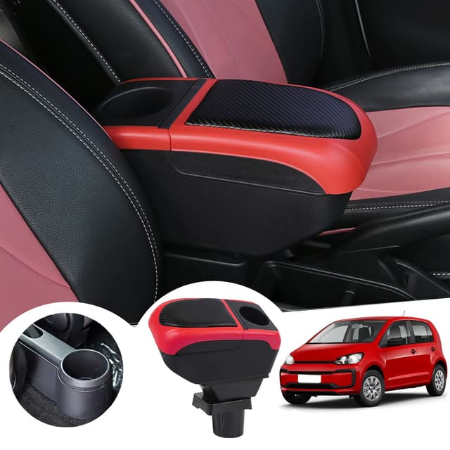 GAFAT V-W UP/Seat MII/Sko-d-a Citigo 2013-2022 2023 Armlehnen, Mittelkonsole Armlehnenbox Mittelarmlehne Aufbewahrungsbox, mit Ablagefach und Becherhalter (Rot)