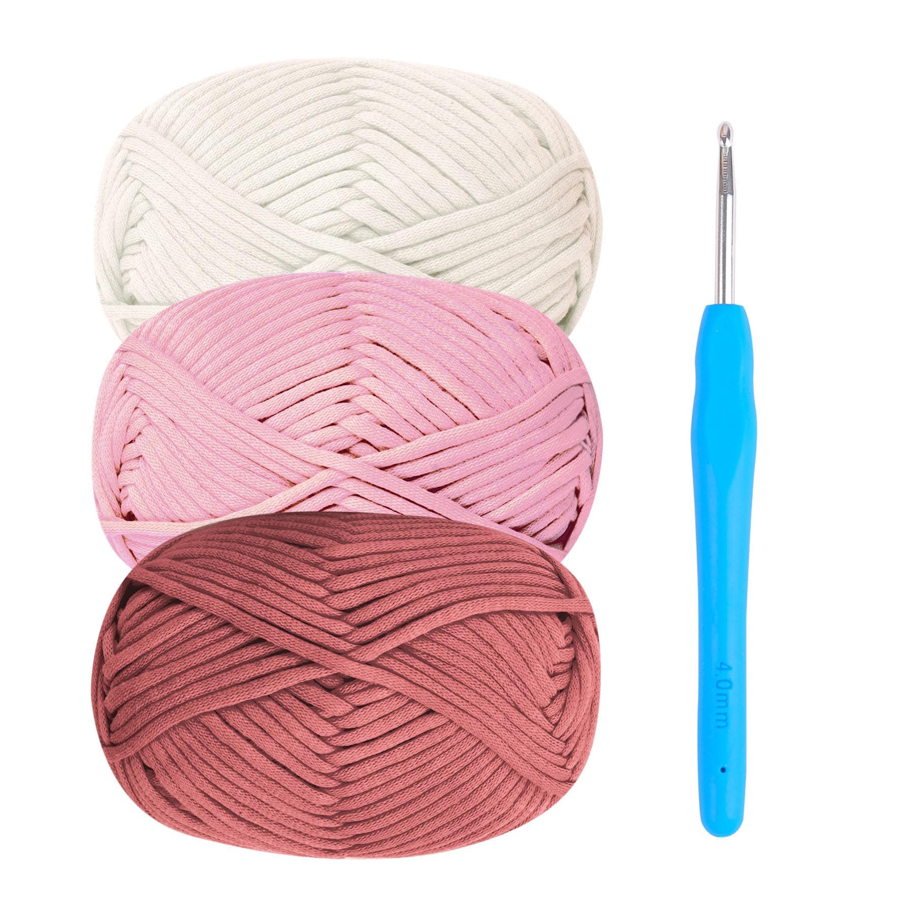 Häkelgarn Baumwolle Häkelwolle Chenille Wolle zum Häkeln 3 X 50g Häkelwolle mit Häkelnadel 4mm,Rotes Yarn Dickes Baumwoll-Nylon-Mischgarn 3-darkpink
