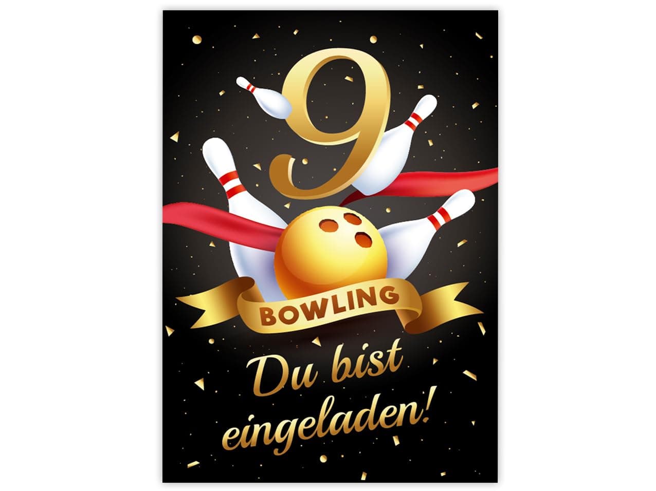 Minkocards 12 Einladungskarten zum 9. Kindergeburtstag Bowling Kegeln Mädchen Jungen Einladung neunte Mädchengeburtstag Jungsgeburtstag 12 Karten