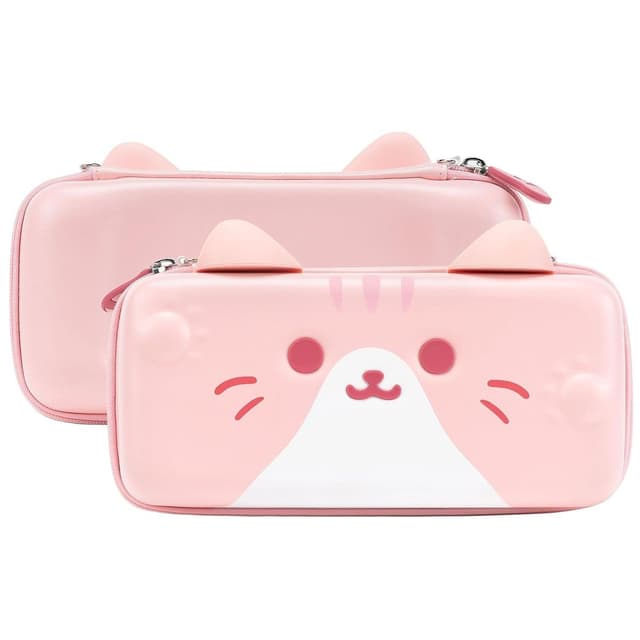 GeekShare Katzenohren-Tragetasche, kompatibel mit Nintendo Switch/Switch OLED, tragbare Hartschale, schlanke Reise-Tragetasche, passend für Switch-Konsole und Spielzubehör