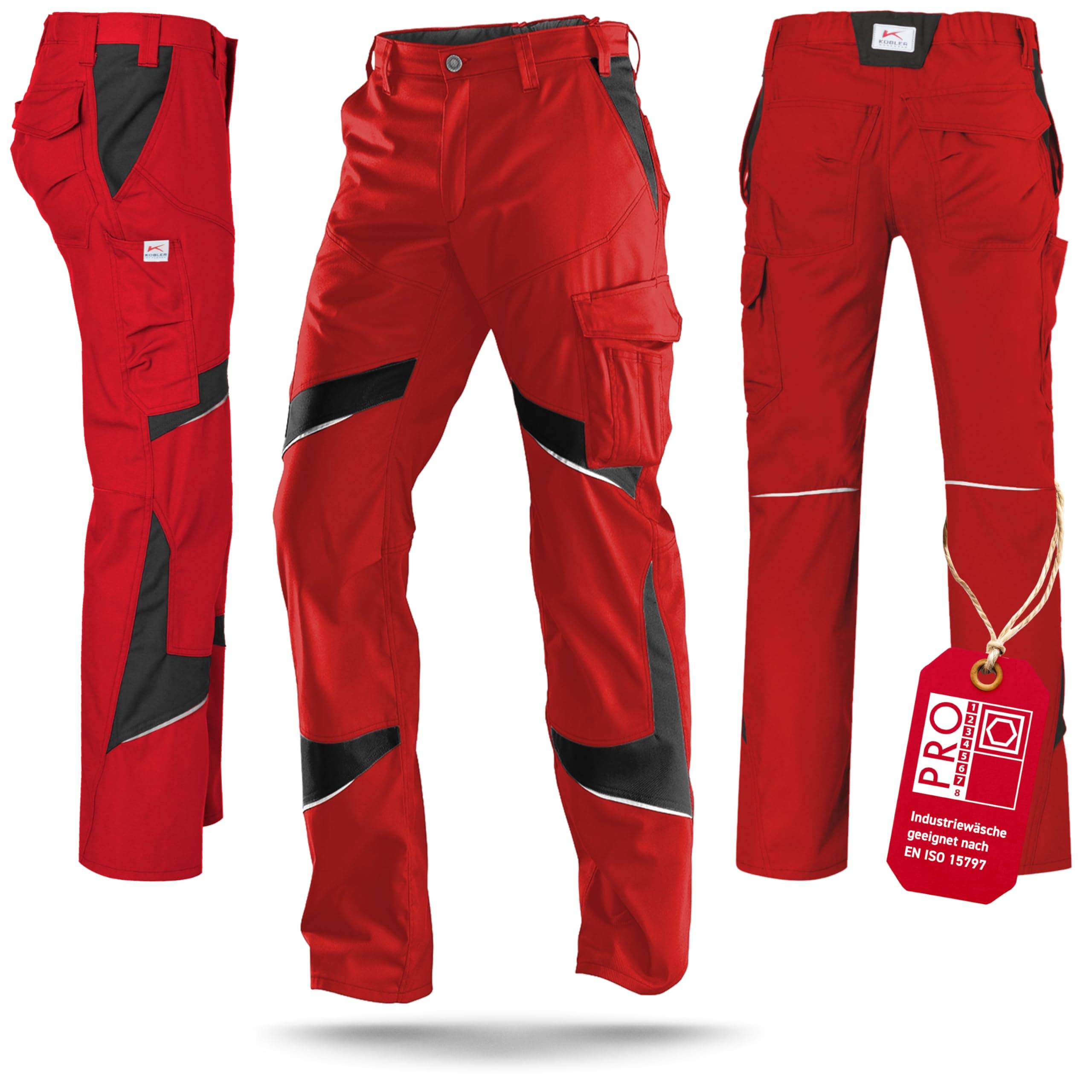 KÜBLER Workwear ACTIVIQ Damenhose | Arbeitshose Damen | Funktionshose Frauen | Professionelle Arbeitskleidung für Handwerk & Industrie | Workwear Damen | Einsatzhose mit Taschen | Oeko-TEX Mittelrot/Schwarz 36