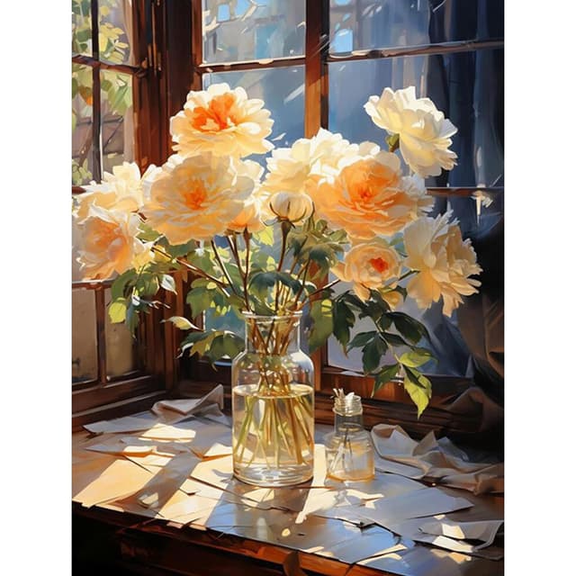 Viart Malen Nach Zahlen Blume-Malen nach Zahlen Erwachsene Blumen,Blume Paint by Numbers Adult für Home Wand Dekor 30x40cm MT14019