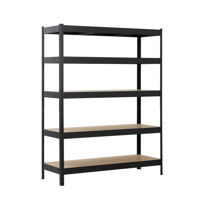 SCHULTE Regalwelt Schwerlastregal mit 5 MDF-Böden, 180x140x50 cm (HxBxT), 150 Kg Traglast pro Boden, schwarz