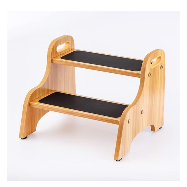 StrongTek Wood 2 Tritthocker für Kinder mit Rutschfester Trittfläche, tragbaren Griffen, rutschfesten Fußpolstern und 160kg. Kapazität, Mehrzweck-Schwerlaststütze(Nature)