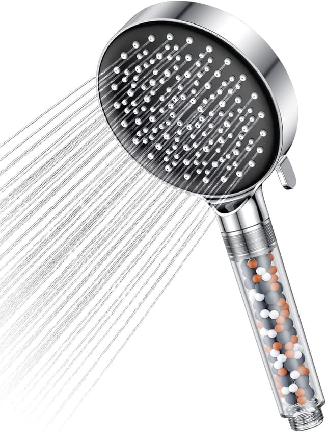 Duschkopf mit Filter, YEAUPE Duschkopf Wassersparend 7,5L/Min, Duschbrause mit 6 Strahlarten, Handbrause Duschkopf, Sparduschkopf mit Filter Gegen Kalk für Hartes Wasser, Chrom 7,5L/Min.Sparduschkopf