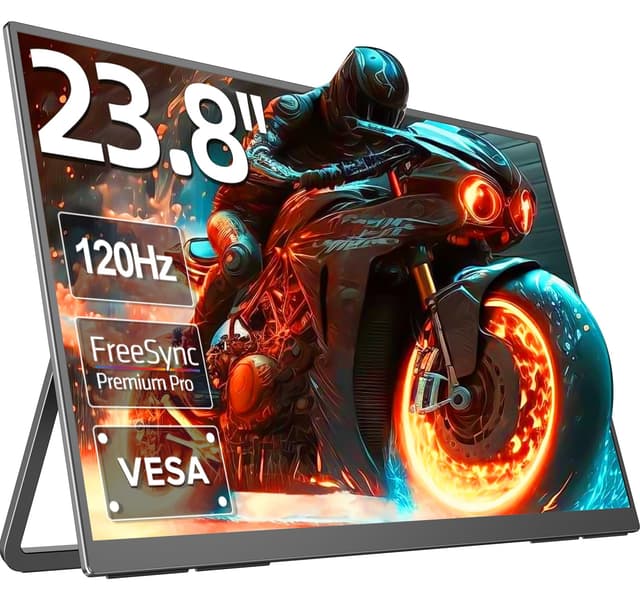 UPERFECT 23.8" 120Hz QLED Portable Gaming Monitor, FHD 1080P 100% SRGB Große Matte Display mit 180° Verstellbarem Standfuß USB C HDMI für Laptop/MacBook/SteamDeck/Smartphone/Mini PC, VESA Kompatibel 23.8 1080P 120Hz