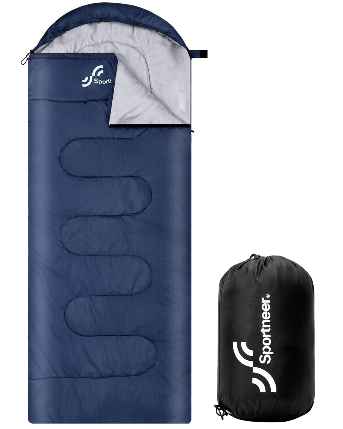 Schlafsack Outdoor - Sportneer Schlafsack Erwachsene und Kinder - Schlafsäcke Camping Sleeping Bag Deckenschlafsack Leicht Tragbar für Camping Wandern Rucksackreisen 220x85cm Dunkelblau
