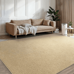 BEIMO Waschbarer Teppich Wohnzimmer Kurzflor Anti-Rutsch Unterseite Uni Modern Design Teppich Weich rutschfest für Esszimmer, Kinderzimmer und Schlafzimmer, Beige 120X160CM 120X160cm Beige