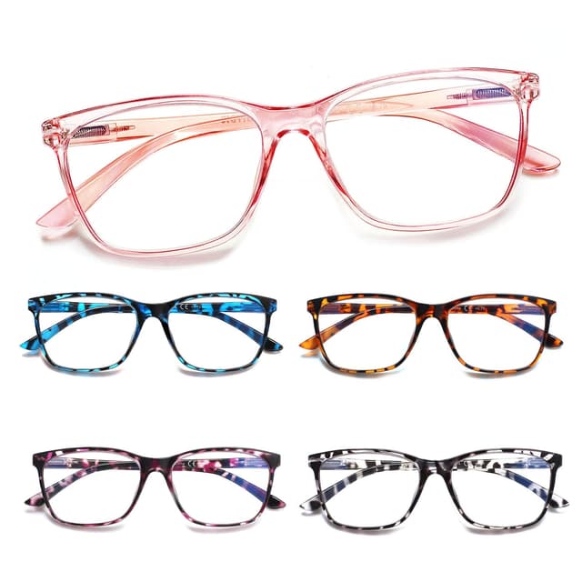 COJWIS 5 Pack Damen Lesebrille Blaulichtfilter Brille Federscharnier ultraleicht Lesehilfe (5 Farbe Mischen-4, 1.00, multiplier_x) 5 Farbe Mischen-4 1.0 x