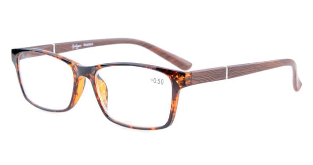 Eyekepper Federscharniere Holz-Look Arms Crystal Clear Vision Lesebrille +2.00 Tortoise / Braun Arm
