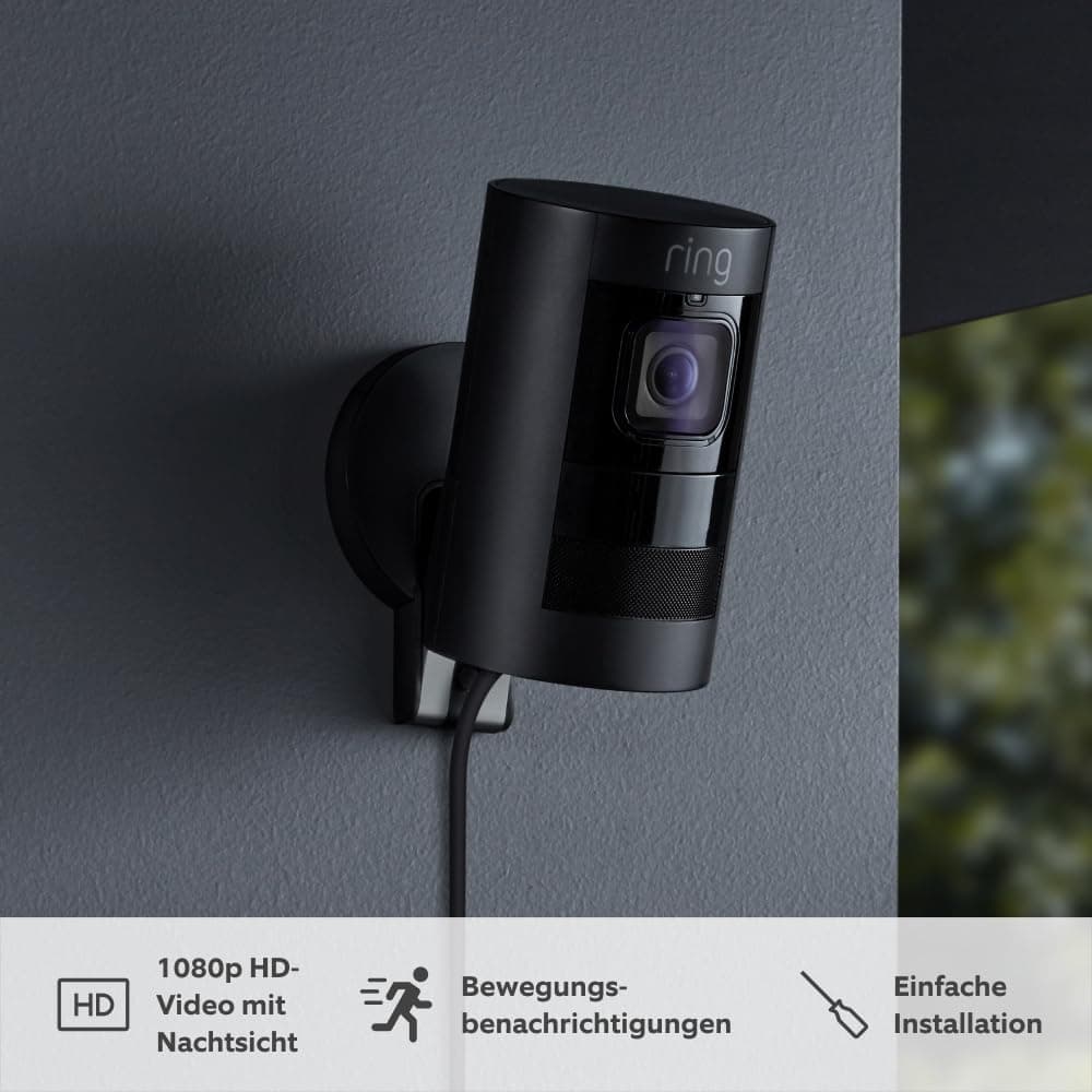 Ring Außenkamera Elite (Stick Up Cam) | HD-Sicherheitskamera mit WLAN, Überwachungskamera für aussen mit HD-Video, Gegensprech- und Nachtsichtfunktion, Kamera funktioniert mit Alexa
