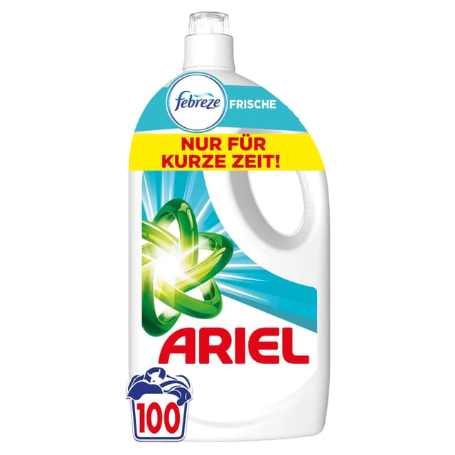 Ariel Flüssigwaschmittel, 100 Waschladungen Universal+ Waschmittel, Mit der Frische von Febreze, Kraftvolle Fleckenentfernung schon ab der 1. Wäsche 4.5 l (1er Pack)