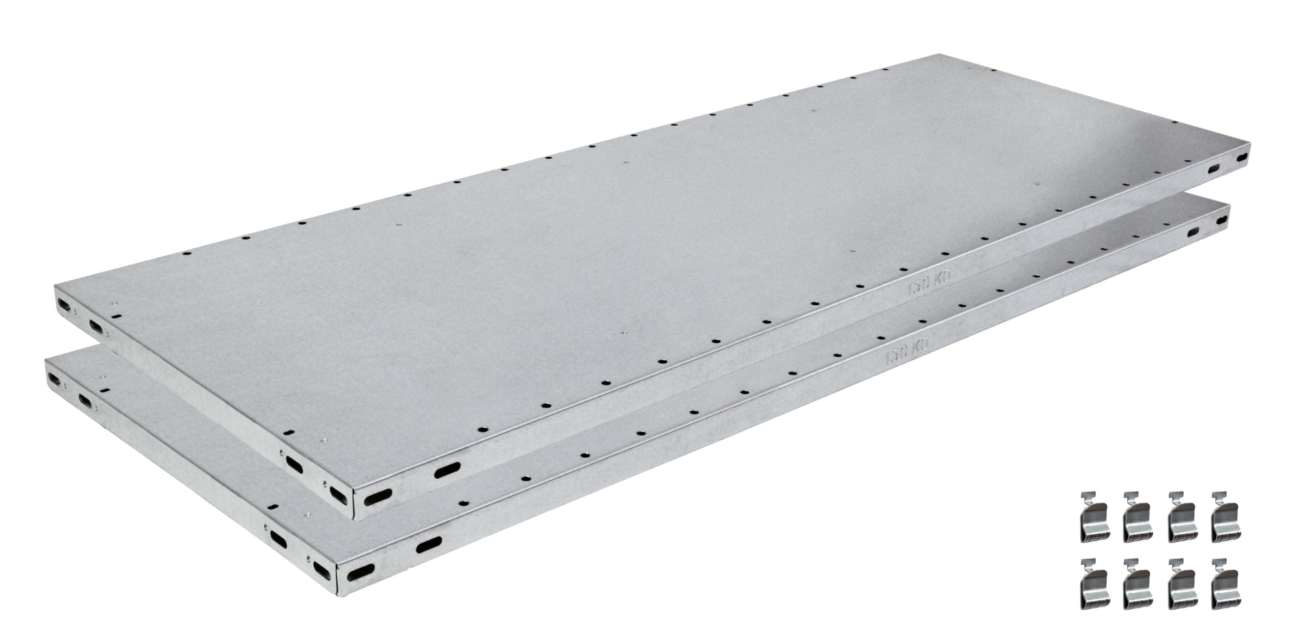 SCHULTE Lagertechnik Zusatz-Fachboden MULTIplus150 1000 x 500 mm (BxT), verzinkt, inkl. 4 Fachbodenträgern - 2-er Pack