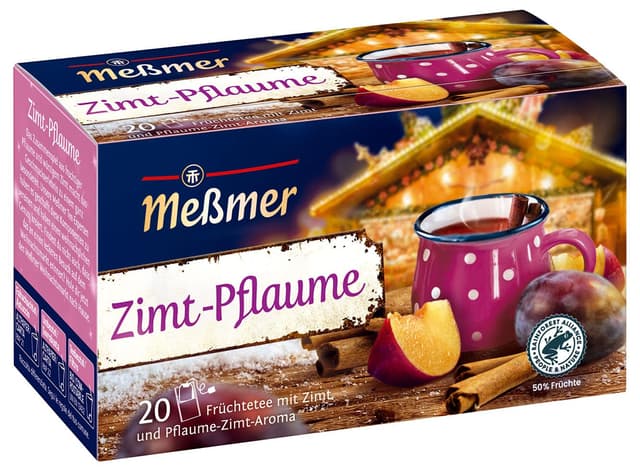 Meßmer Zimt Pflaume | Früchtetee mit Pflaumenaroma| 20 Teebeutel | Vegan | Glutenfrei | Laktosefrei ZIMTPFLAUME 20 Teebeutel