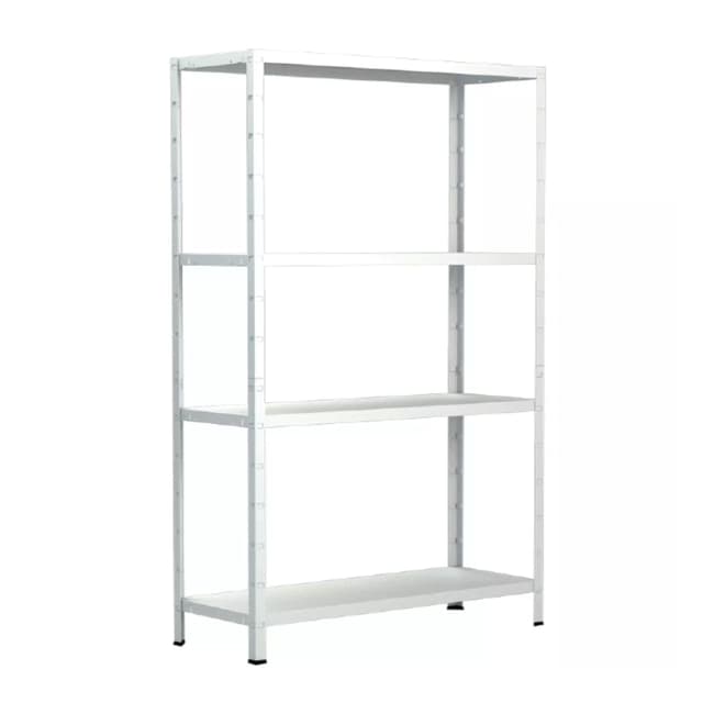 SCHULTE Regalwelt Steckregal mit 4 PowerMAX Fachböden, 50 kg Tragkraft, 137x75x30 cm (HxBxT), weiß, Lagerregal, Werkstattregal, Kellerregal, Garagenregal, Metallregal