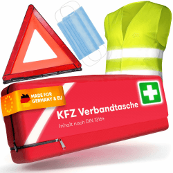 PURAHELP® KFZ Erste Hilfe Set Kombitasche inkl. Warndreieck & Warnweste [DIN 13164] - Auto Erste Hilfe Kit mit Verbandstasche - StVO Konform für 2025 - PKW Verbandskasten - First Aid Emergency Kit Car Angebot bei HelloDeals