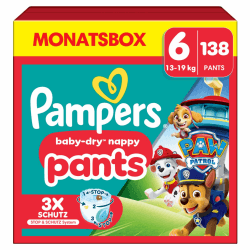 Pampers Baby-Dry Pants Paw Patrol Edition Größe 6, 138 Windeln, 13kg-19kg, 360° Passform hilft, Auslaufen zu verhindern Größe 6 (138 Stück) Angebot bei HelloDeals