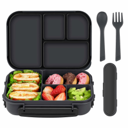 Amathley Brotdose Kinder Mit FäChern,Bento Box Kinder,Brotdose Erwachsene,1200ml Lunchbox Mit 4 FäChern Und Besteck,Mikrowellen Und SpüLmaschinenfest,BPA-Frei Und Wiederverwendbar (Dunkelgrau) Angebot bei HelloDeals