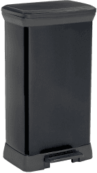 CURVER Deco Bin Mülleimer mit Pedal und Deckel, 50L, schwarz metallic, rechteckig,sanft schließend, 39 x 29 x 72 cm Angebot bei HelloDeals