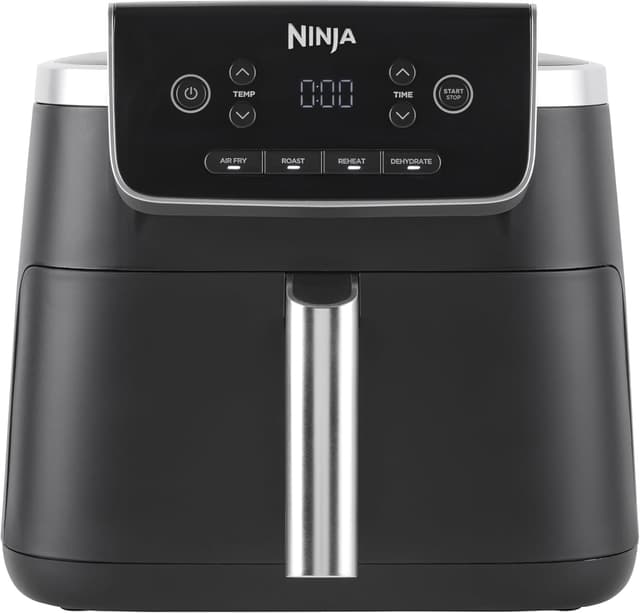 Ninja PRO Air Fryer Heißluftfritteuse, 4,7L Airfryer, Einzelkorb-Heißluftfritteuse, 4-in-1, für 1-2 Portionen, Digital, Kochen aus dem Gefrorenen, Antihaft-Schublade & Crisper Korb, Schwarz AF140EU 4.7L Schwarz