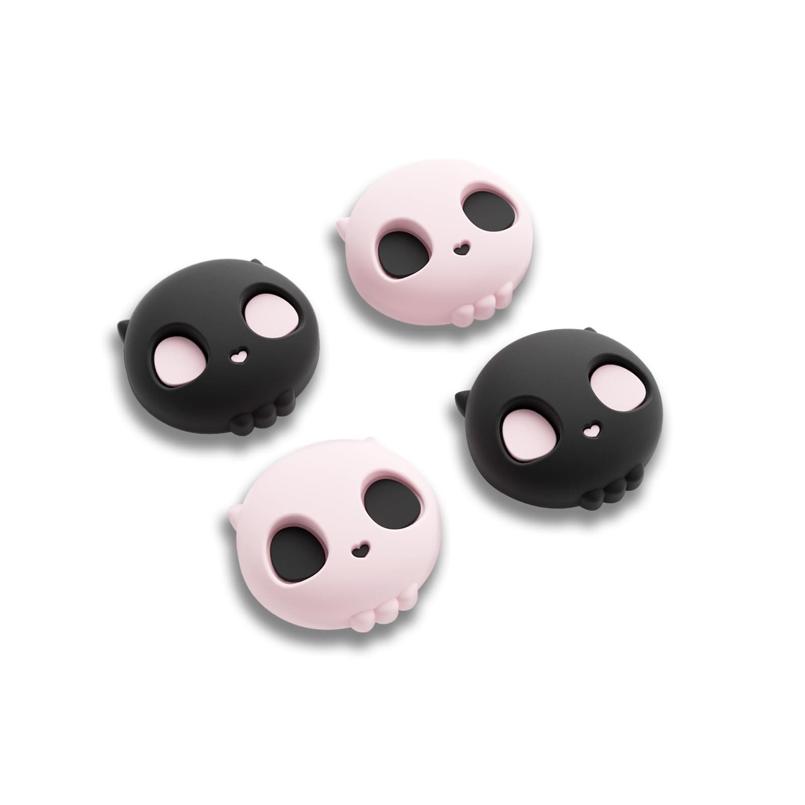 GeekShare Totenkopf-Joystickkappen kompatibel mit Switch 2, rutschfeste Silikon-Daumengriffkappen für Switch 2025, Schwarz & Pink, 4 Stück