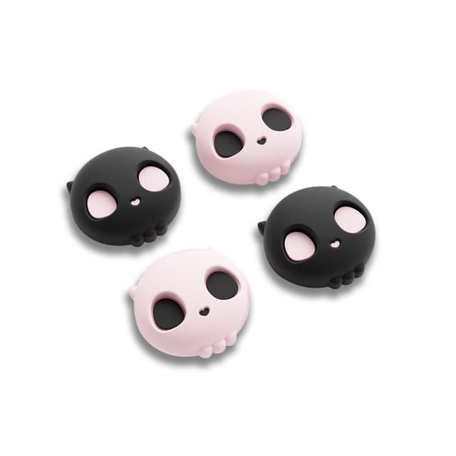 GeekShare Totenkopf-Joystickkappen kompatibel mit Switch 2, rutschfeste Silikon-Daumengriffkappen für Switch 2025, Schwarz & Pink, 4 Stück