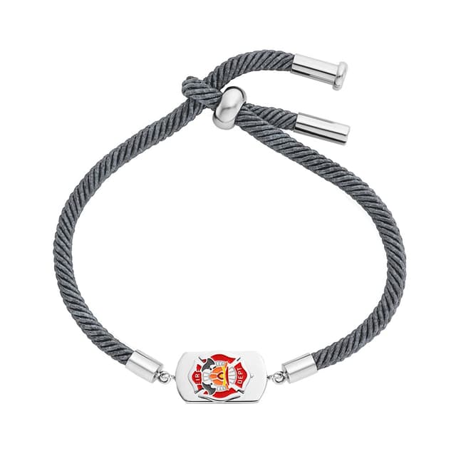 Herzengel Jungen Kinder Armband aus Edelstahl, recyceltem Polyester und einem Anhänger aus Emaille - Schiebeverschluss - längenverstellbar - nickelfrei