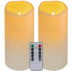 Nancia 2PACK Wasserdichte flammenlose Plastikkerzen im Freien mit Fernbedienung und Timer, LED flackernde batteriebetriebene elektrische Säulenkerzen (D7 xH15cm) für Camping, Hochzeiten, Home Deco Kunststoff 2pack Angebot bei HelloDeals