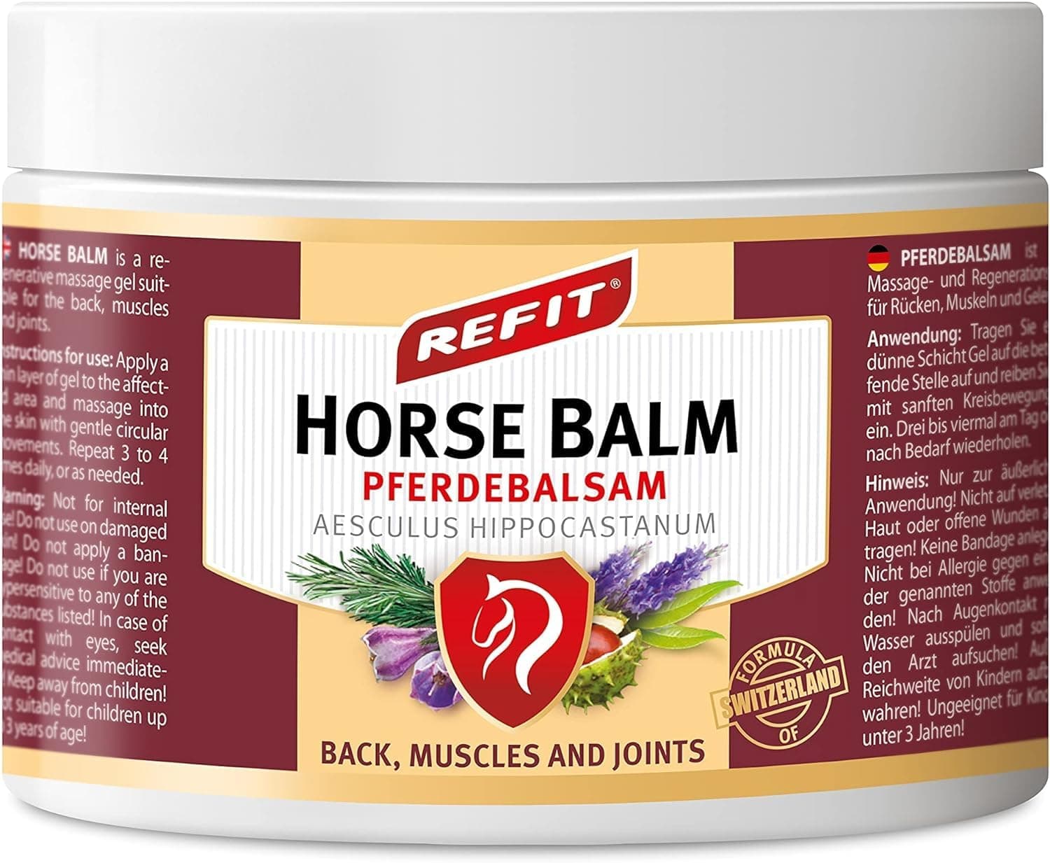 REFIT® Pferdebalsam Stark XXL 500 ml - Kühlende Pferdesalbe mit Kombination aus Torf & Kräutern (Rosskastanie usw.) - Salbe in Gel-Form Wirkt Gegen Muskelkater & Gelenke (Rücken, Nacken, Füße, Knie) Pferdebalsam 500 ml (1er Pack)