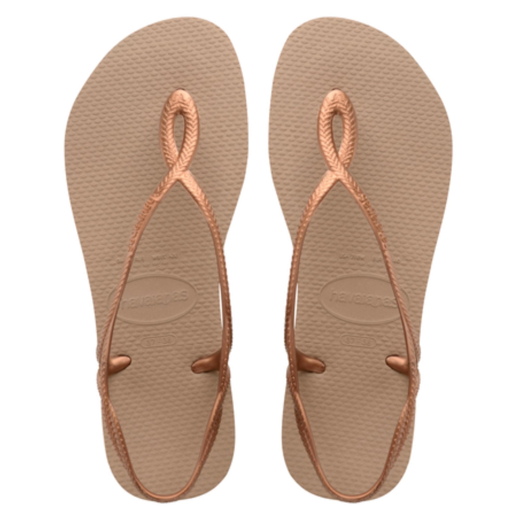 Havaianas – Luna, bequeme, stilvolle und funktionale Sandalen, sicherer Halt am Knöchel, geflochtene Riemen und rutschfeste Sohle, Damen 39/40 EU Rose Gold