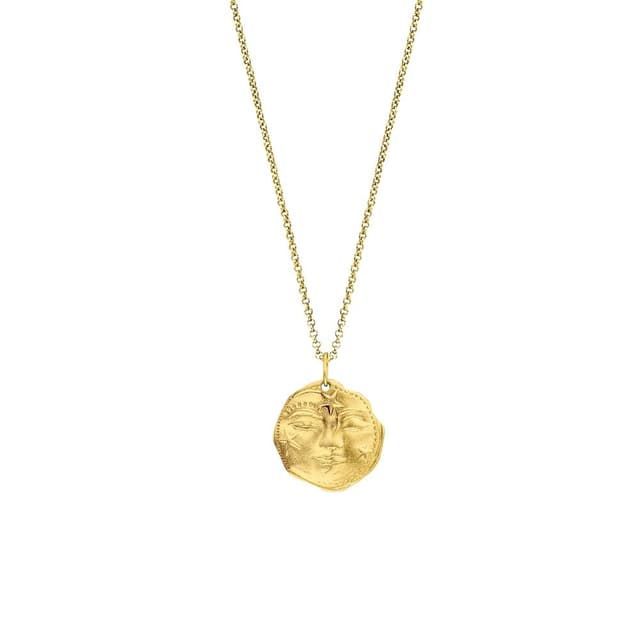 Engelsrufer Damen-Halskette mit Sonne Mond und Sterne-Anhänger aus Sterling-Silber in der Farbe Gold, Länge: 42 + 4 + 4cm, ERN-SUNMOONSTARS-G