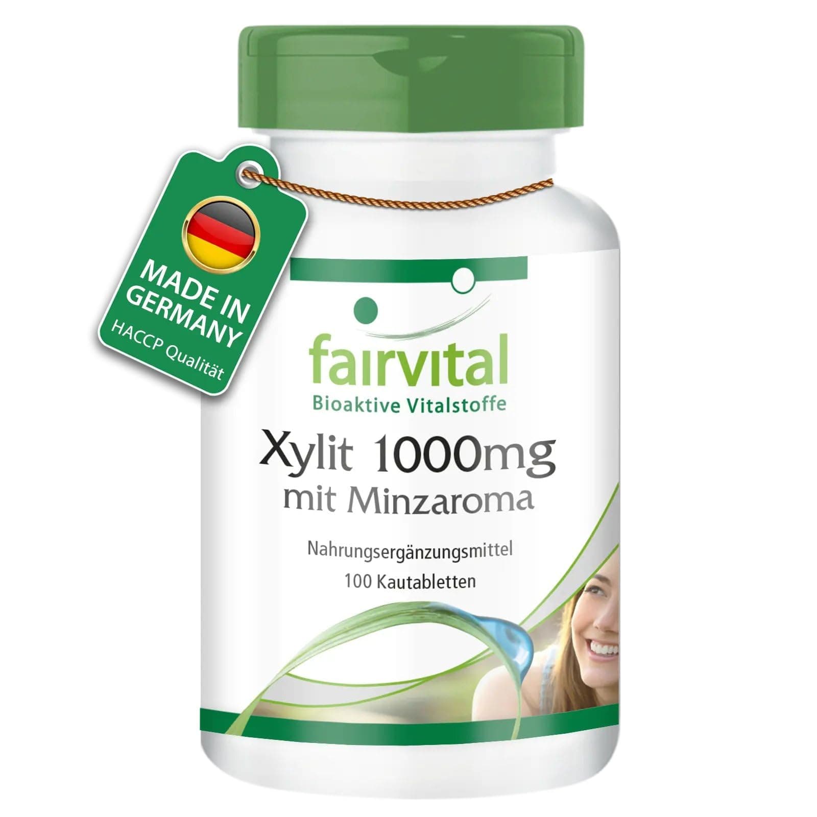 Fairvital | Xylit 1000mg Tabletten mit Minzaroma - 100 Kautabletten - HOCHDOSIERT - VEGAN
