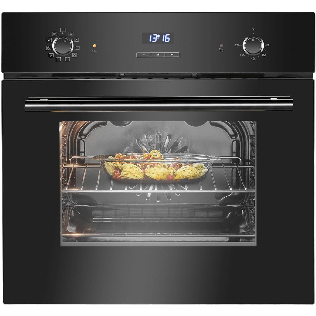 Bomann Einbaubackofen mit Grill, Heißluft & Ober-/Unterhitze | Backofen 56L | Ofen mit 50°C - 250°C Bereich & Touch Control | Oven mit 9 Backofen-Funktionen & aushängbarer Tür | EBO 7911 schwarz