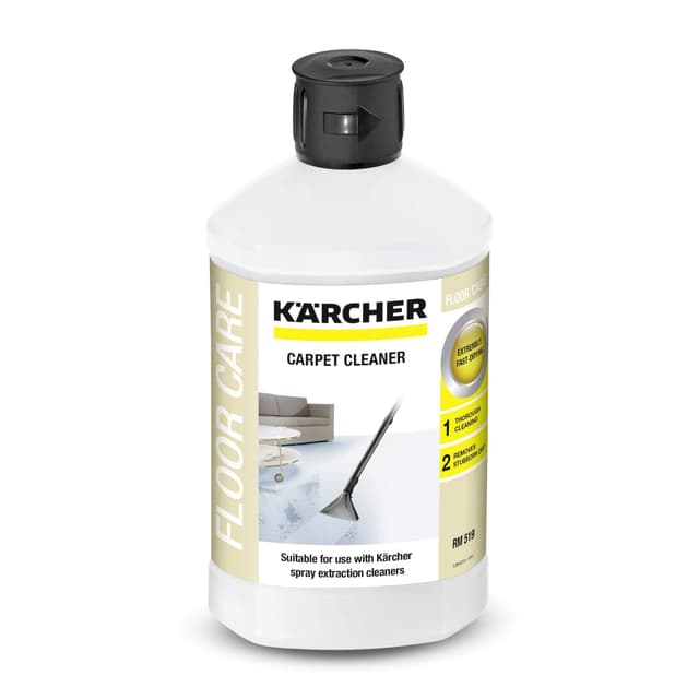 Kärcher Teppichreiniger RM 519, geeignet für die Reinigung von Teppichböden, Polstern, Autositzen etc., 1l Konzentrat ergeben verdünnt 40l Reinigungsmittel Weiß 1 l (1er Pack)