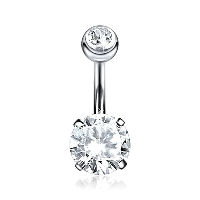 GD GOOD.designs Bauchnabelpiercing Chirurgenstahl 316L Silber - Wasserfest I Echter Damen Kristall Piercing Bauchnabel I Echtschmuck Nabelpiercing