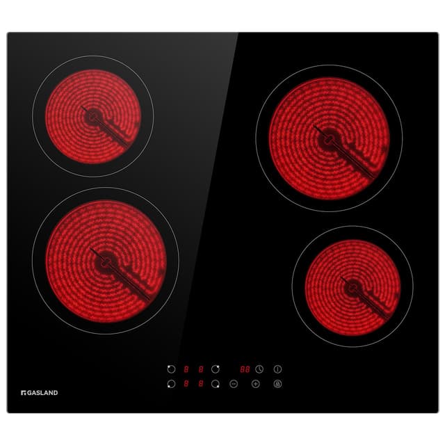 GASLAND CH60BF Einbaukochfeld/ 60cm Glaskeramik kochfeld/ 4 Kochzonen Kochfeld Elektro/Kindersicherung/Automatik-Timer/ 6000W