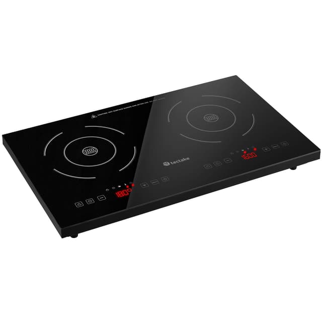 tectake 403581 Induktionskochplatte 3500W, Doppel Induktionskochfeld mit 10 Leistungs- & Temperaturstufen, 60-240°C, mobile Herdplatte, LED Touch Display, Timer-Funktion, Tastensperre Kindersicherung