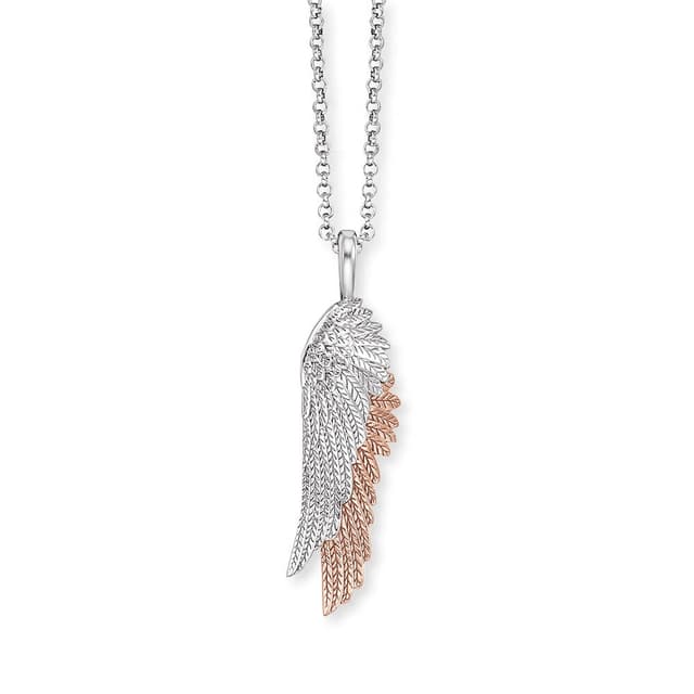 Engelsrufer Damen Halskette aus Sterling Silber mit Flügel Anhänger in silber/roségold - Karabinerverschluss - in drei Längen verstellbar - nickelfrei