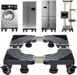 Mobile Base with Wheels and Feet, Adjustable Furniture Dolly for Washer, Dryer and Refrigerator, 4 Locking Wheels (4 Wheels 4 Feet-Extra Large)