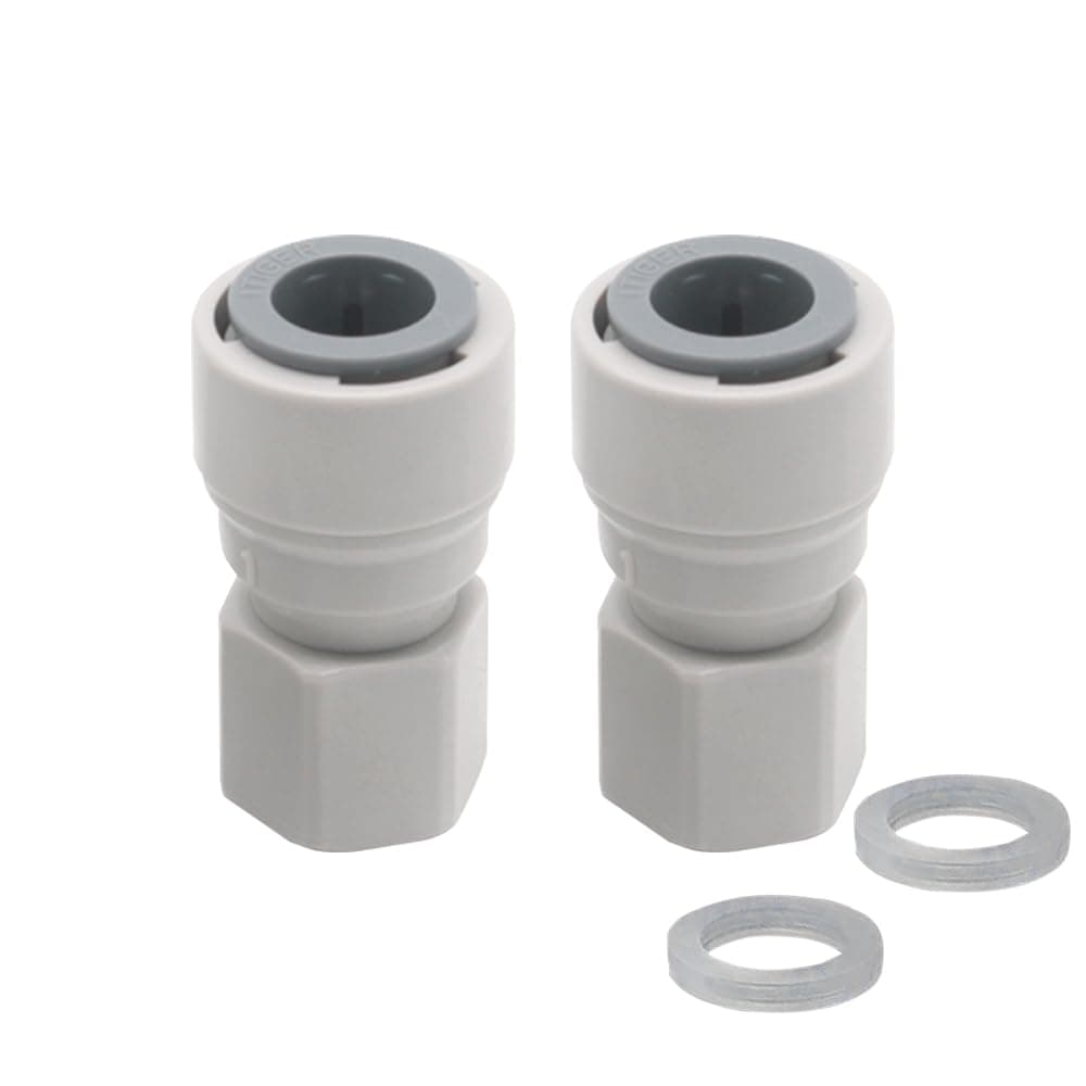 Wasserzulaufleitung Anschluss Schnellanschluss Wasserfilter Fitting Adapter für Umkehrosmose und Wasserfilter, Trinkwasser Wasserhahn, Side-by-Side Kühlschrank (1/4 zoll Innengewinde auf 3/8 Zoll)