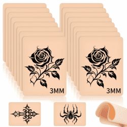 Kunsthaut Tattoo 3mm, 16 Stück 20x15cm Tattoo Übungshaut Upgrade Verdickt, Silikon Doppelseitig Kunsthaut Übungshaut Zum Tätowieren für Anfänger und Tätowierer 16 pcs 20x15cm