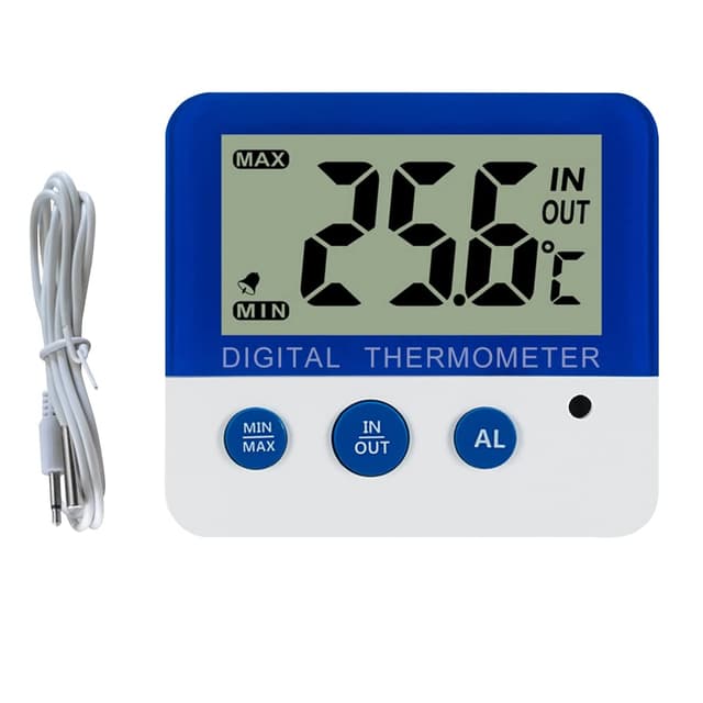 Gellvann Digitales Gefrier-Thermometer/Kühlschrank mit Magnet und Stander Digital Gefrierthermometer mit Alarmanzeige LED Max/Min Gefrierschrank Thermometer für Küche zu Hause blau