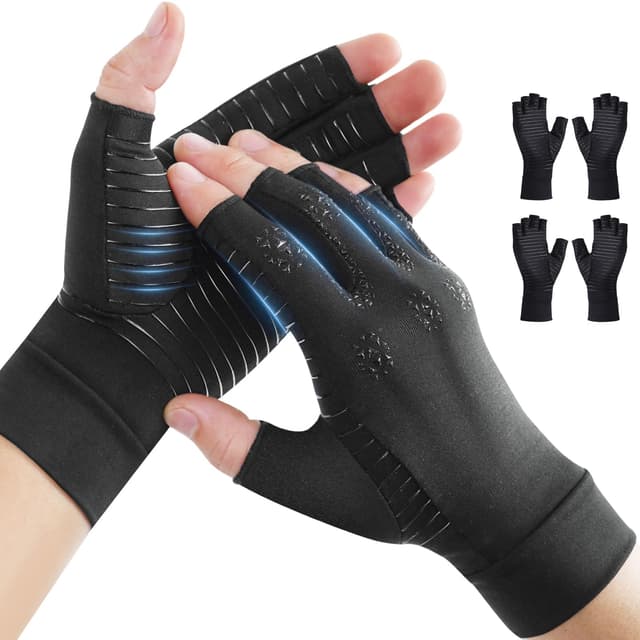 Donfri 2 Paar Kupfer- Arthritis-Kompressionshandschuhe Damen Herren Schwarz (M) M Schwarz (2 Paar)