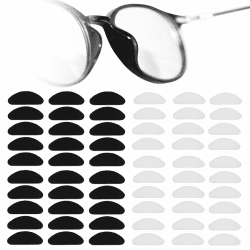 NEPAK 30 Paar Adhesive Nasenpads Brillen Pads & Anti Rutsch Silikon Brillen Pads für Brillen Sonnenbrillen(1mm,transparent+schwarz) Transparent + Schwarz