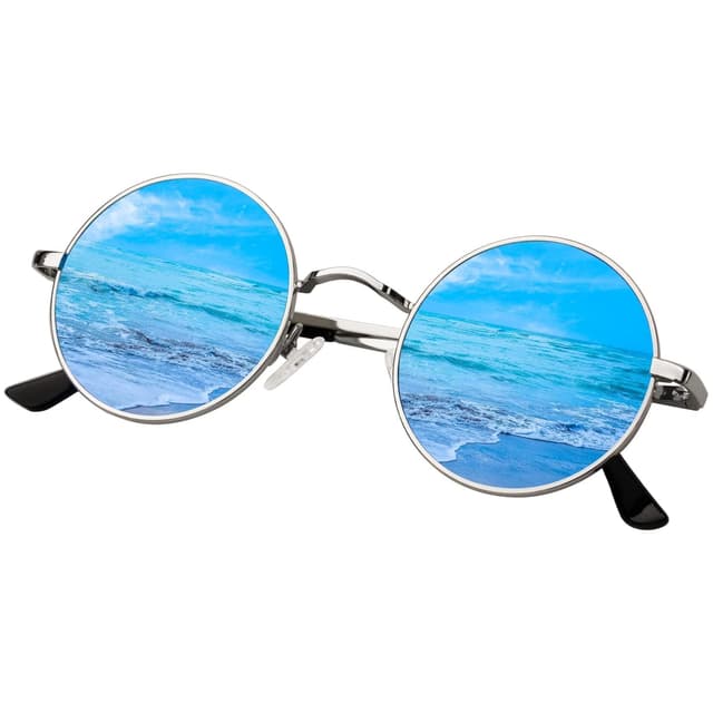 KANASTAL Runde Sonnenbrille Herren Damen Klassische Retro Polarisierte Sonnenbrille Rund mit Metallrahmen Vintage Hippie Rave Brille UV400 Schutz