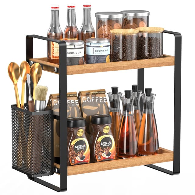 LEMIKKLE Kaffeebar-Zubehör und Kaffeetassenhalter, Küchenorganizer und -aufbewahrung, Gewürzregal-Organizer für Arbeitsplatte, Küche (Korb)